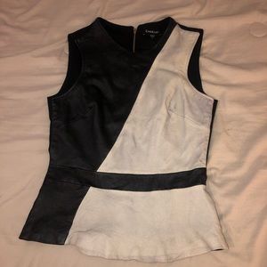 ⚫️ bebe Faux Leather Colorblock Top